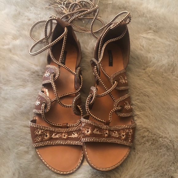 Forever 21 Shoes - Lace up leg embroidered gladiator sandals